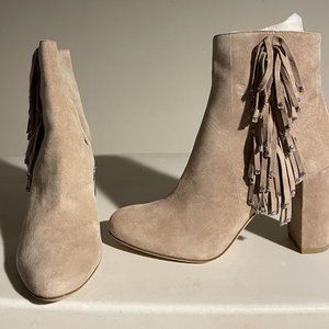 LEATHER SUEDE TASSEL BOOTIES BY DIANE von FURSTENBERG size7.5 SHARP COUNTRY LOOK